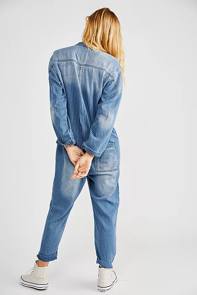 Kimono Jumpsuit Washed Stripe