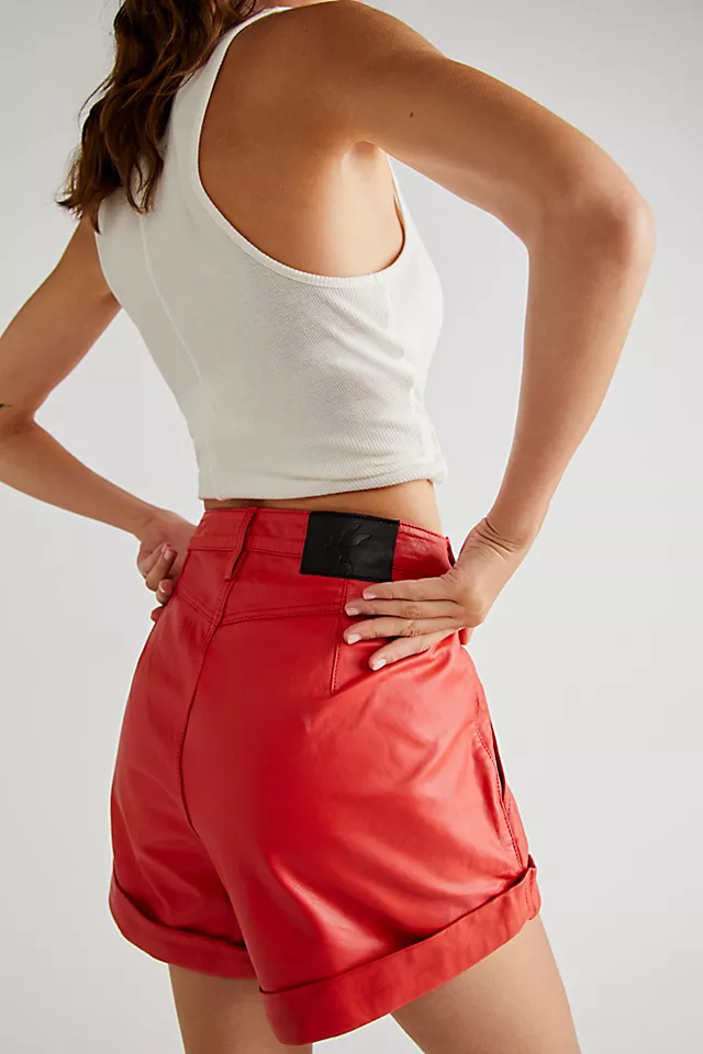 OneTeaspoon Leather Streetwalkers Shorts Red