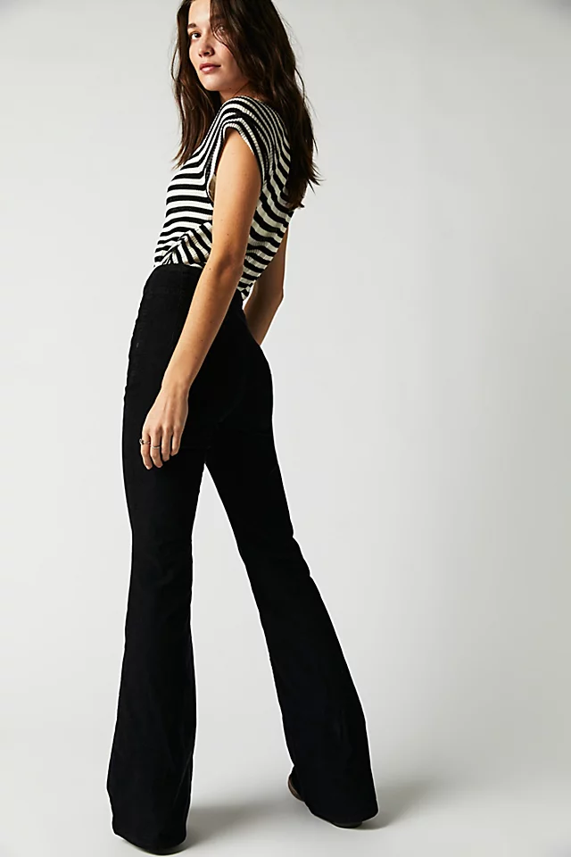 Jayde Cord Vintage Flare Jeans Black