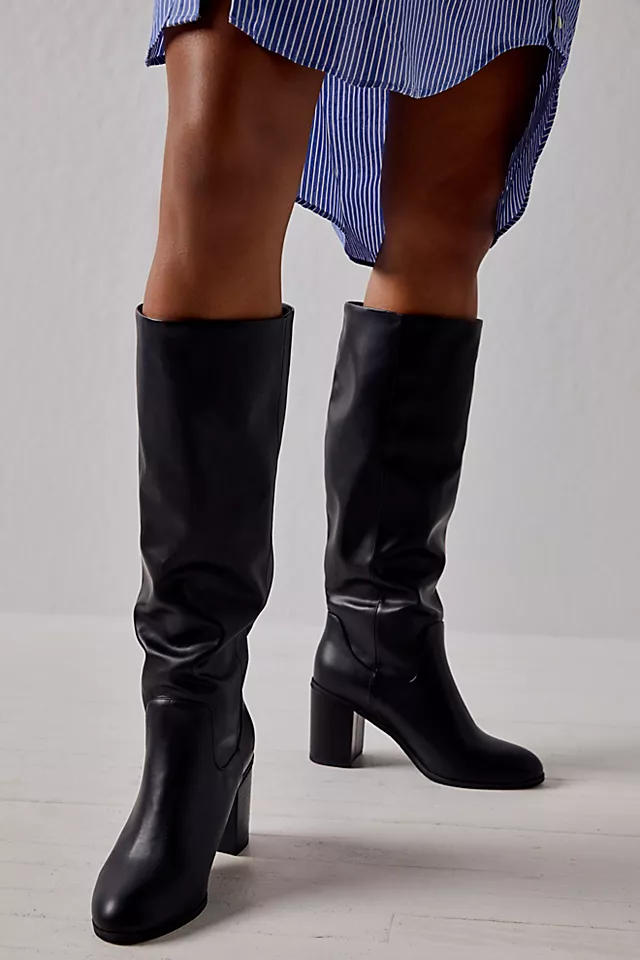 Walk This Way Vegan Slouchy Tall Boots Black Vegan Leather