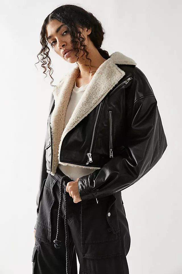 Dylan Shearling Jacket Black / Ecru