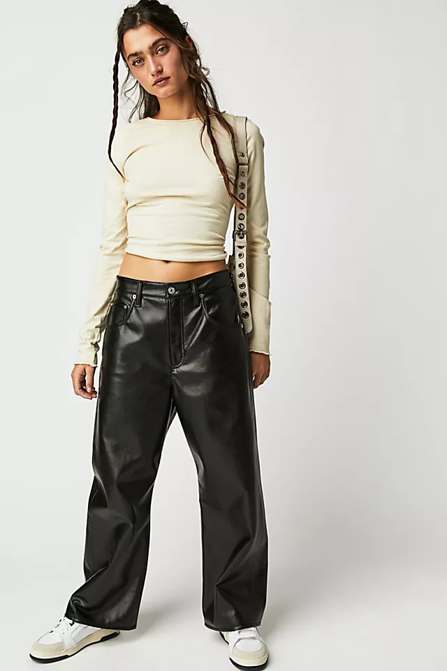 Citizens of Humanity Recycled Leather Gaucho Pants Black Beauty