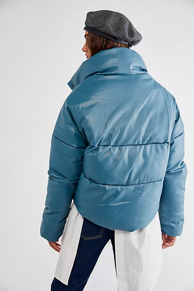 Jemma Vegan Puffer Jacket Stone Blue