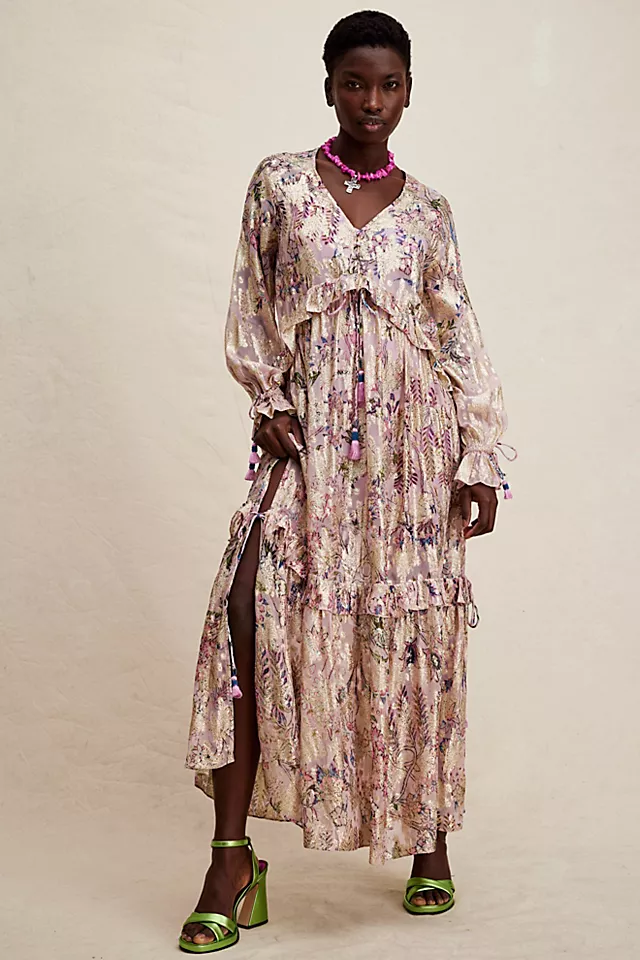 Hemant & Nandita Shimmer Georgette Dress With Slip Lilac