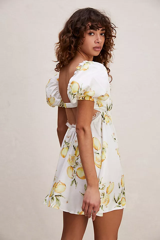 For Love & Lemons Candice Mini Dress Yellow