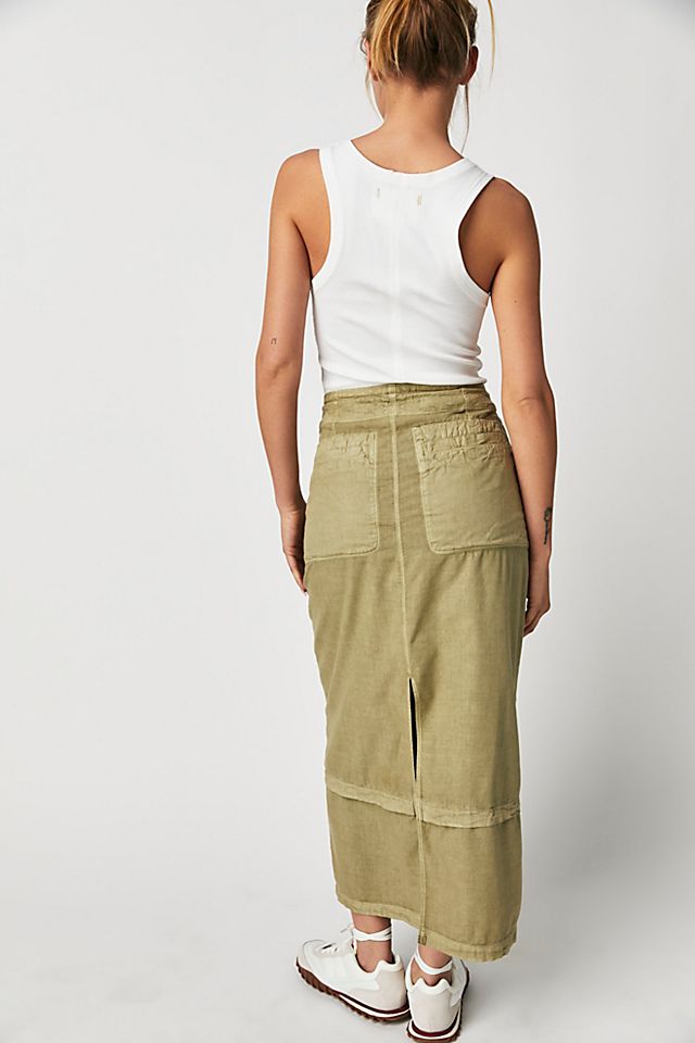 Lizzie Parachute Maxi Skirt Mosstone