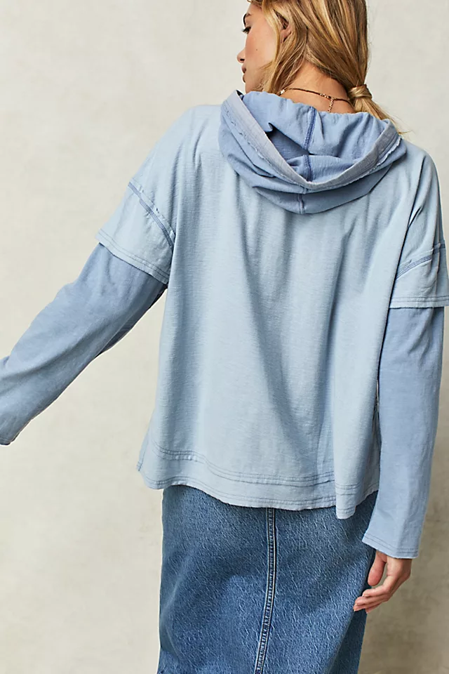 Peace Out Hoodie Dusty Blue Combo