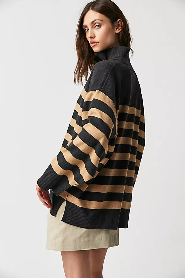 Coastal Stripe Pullover Carbon Camel Combo