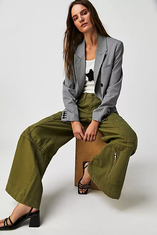 The Ragged Priest Zip Sweeper Jeans Green