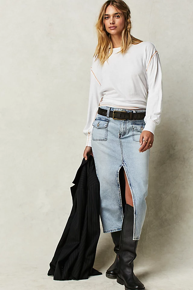 Madison Midi Skirt Light Blue