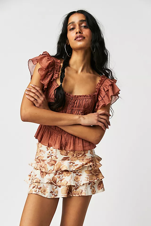 Days Gone By Tiered Shorts Ivory Combo