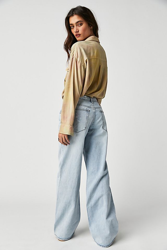 OneTeaspoon Lowrider Wide-Leg Jeans Blue Latte