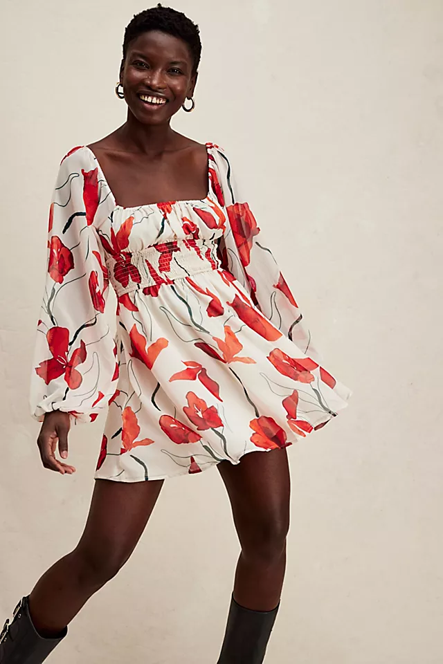 Hutch Bertie Dress Ivory Red Poppy