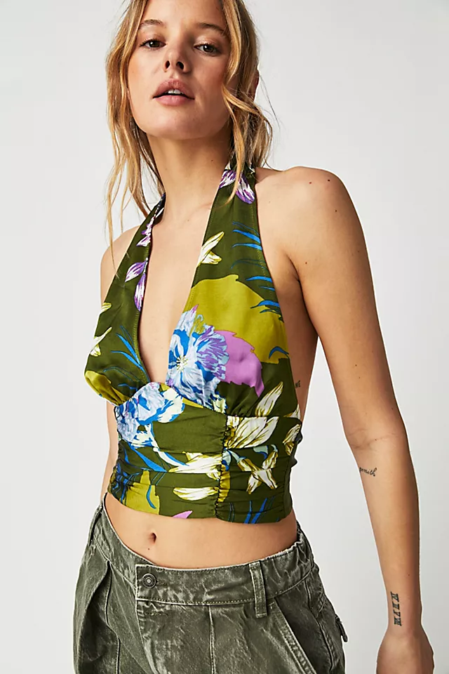 Seraphina Halter Top Bright Olive Combo