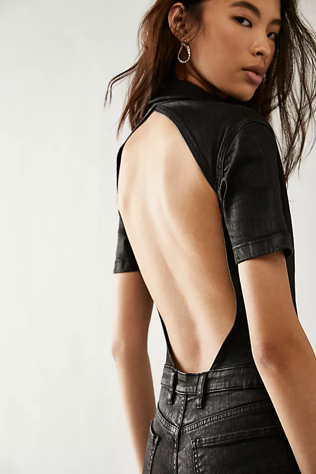 SER.O.YA Lyla Coated Jumpsuit Waxed Black