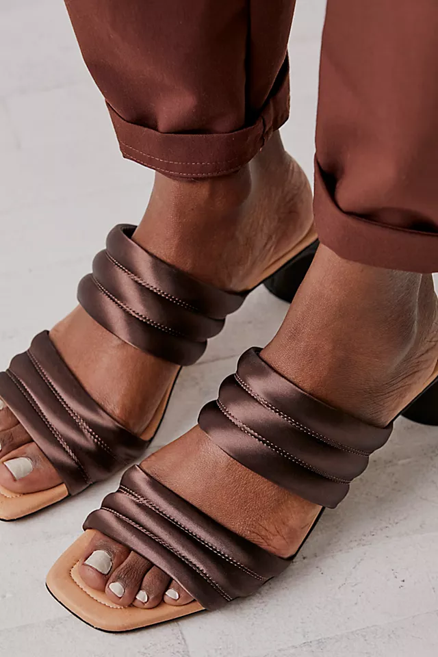 Rhodes Strappy Heels Brown Satin