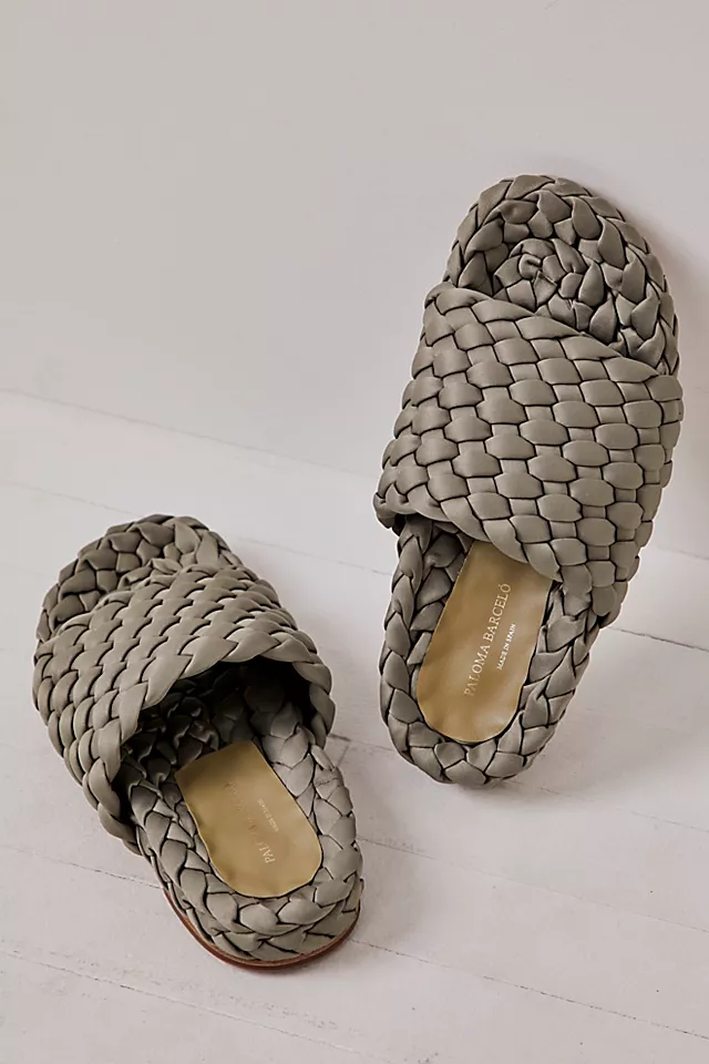 Lise Satin Slide Sandals Green