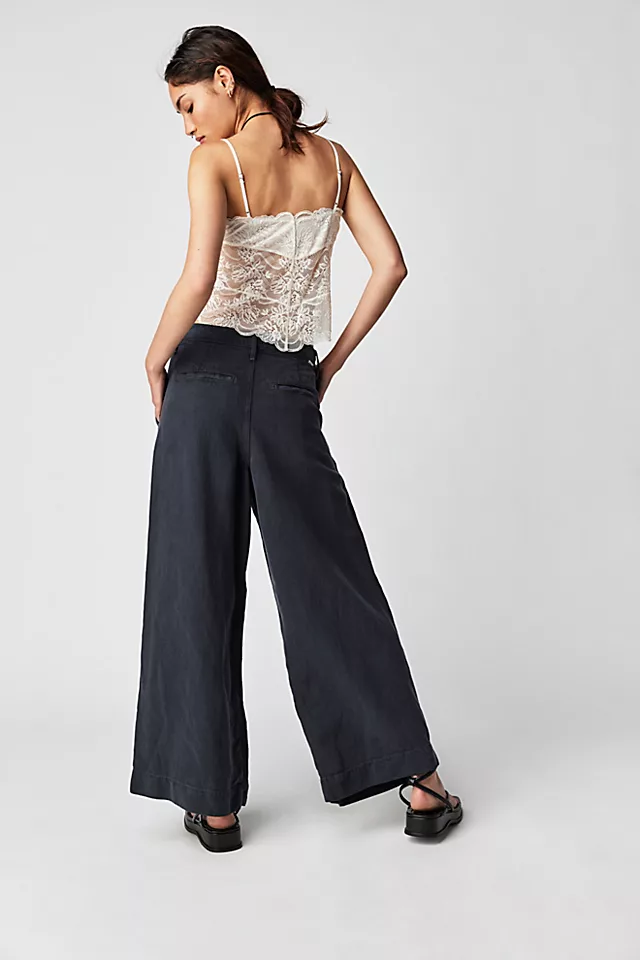 MOTHER High-Waisted Pouty Prep Trousers Navy
