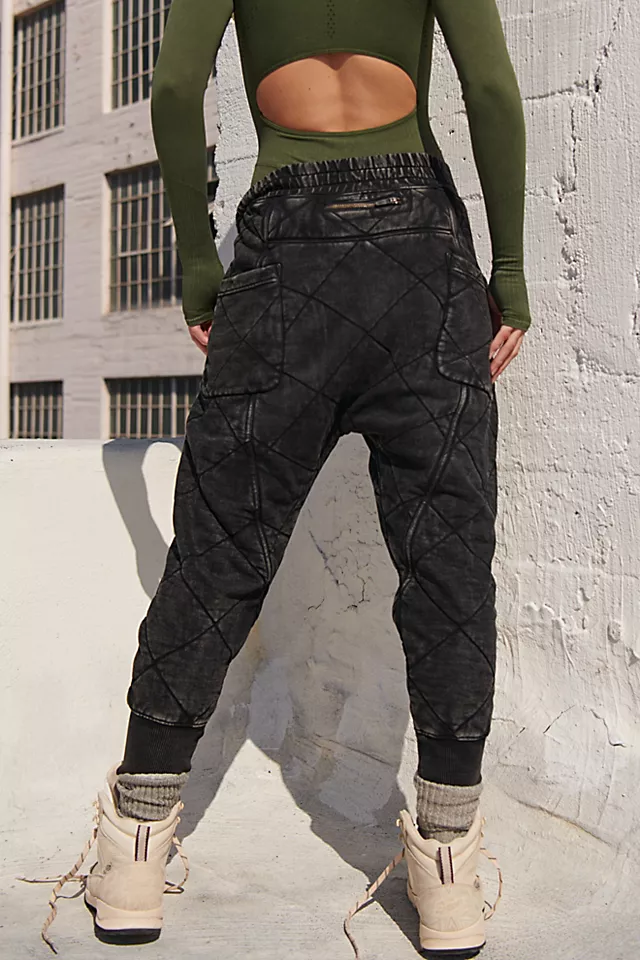 June Bug Quilted Joggers Black