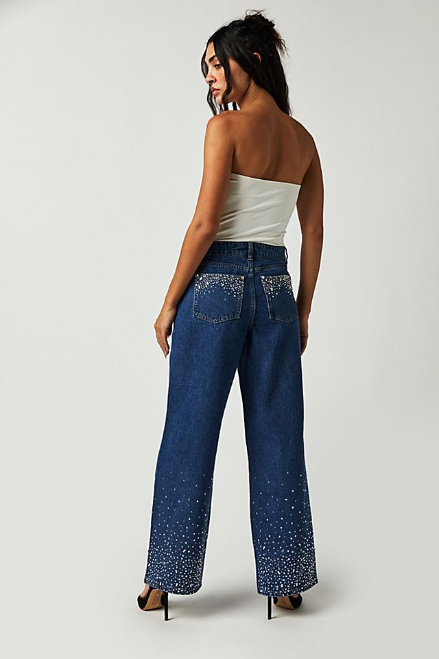 Milk It Embellished Ziggy Jeans Mid Light Blue