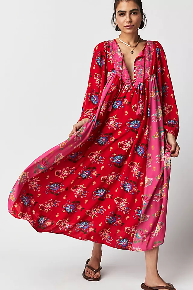 Spell Solstice Boho Midi Dress Salsa Rose
