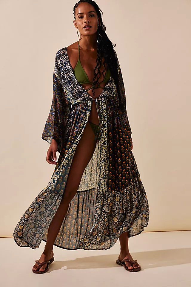 Bombay Mixed Print Kimono Navy Combo