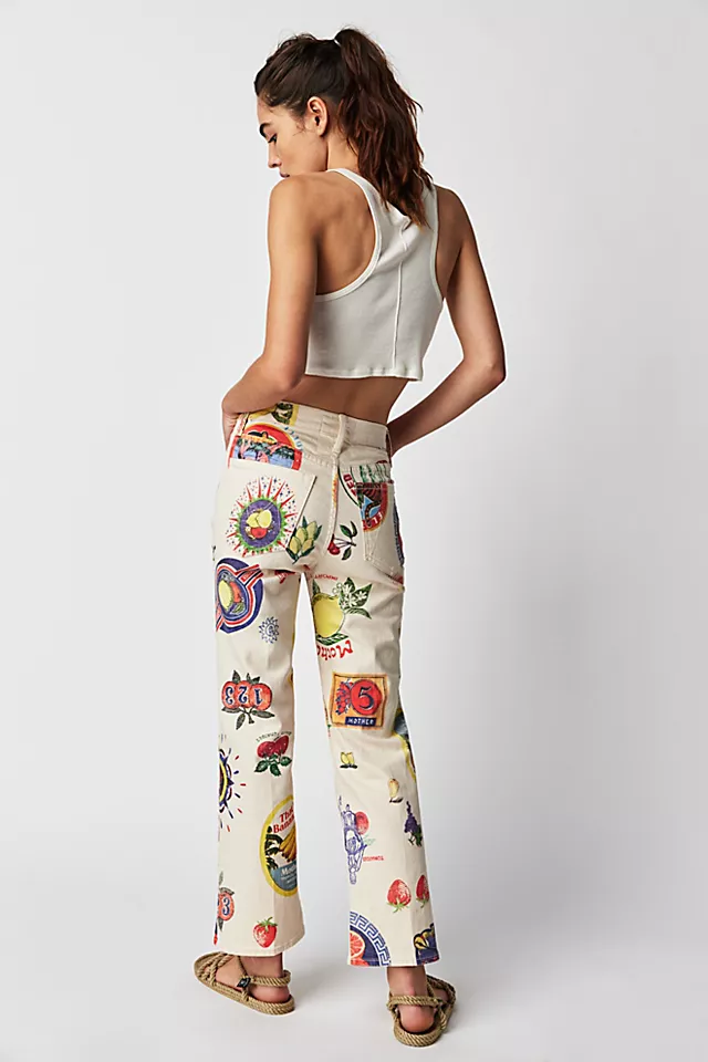 MOTHER The Rambler Zip Printed Ankle Jeans