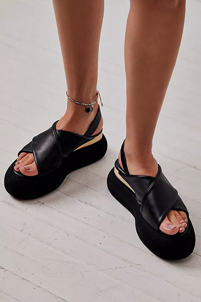 Gemma Slingback Platform Sandals Black