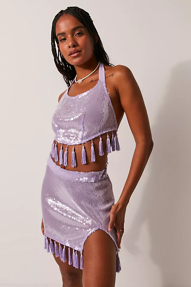 FP x EastNWestLabel Sequin Tassel Cami Lilac