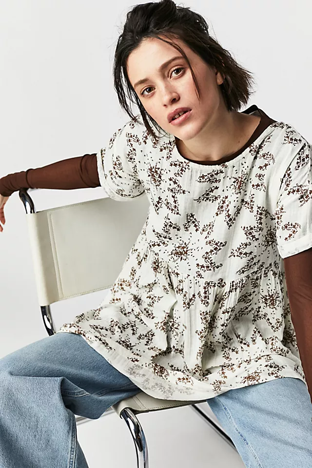 Belezza Printed Babydoll Dress Sand Combo