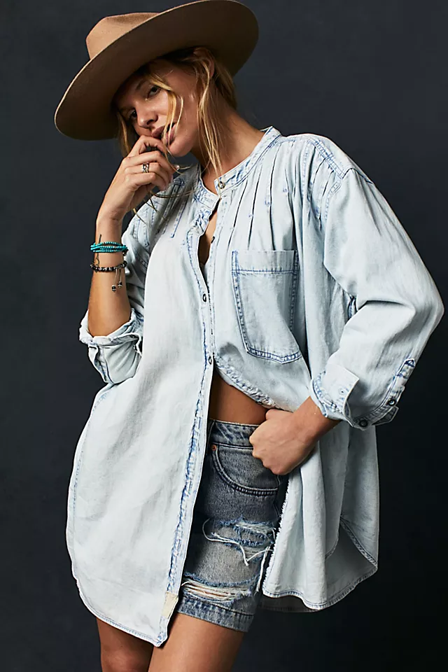 Tuck Denim Shirt Blue Biro