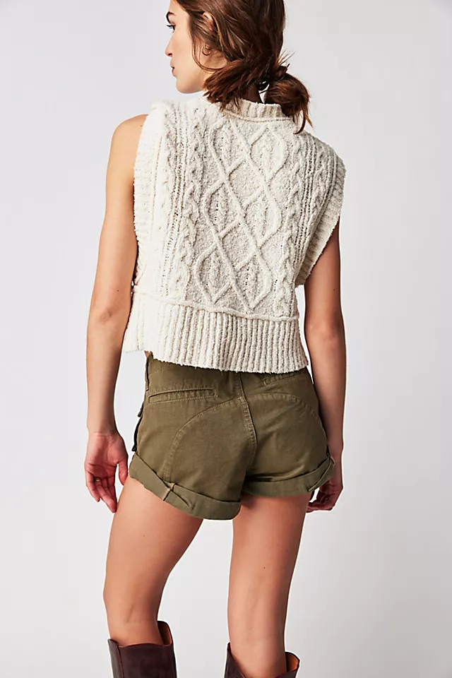 OneTeapsoon Bandits Low-Waist Denim Shorts Dark Khaki