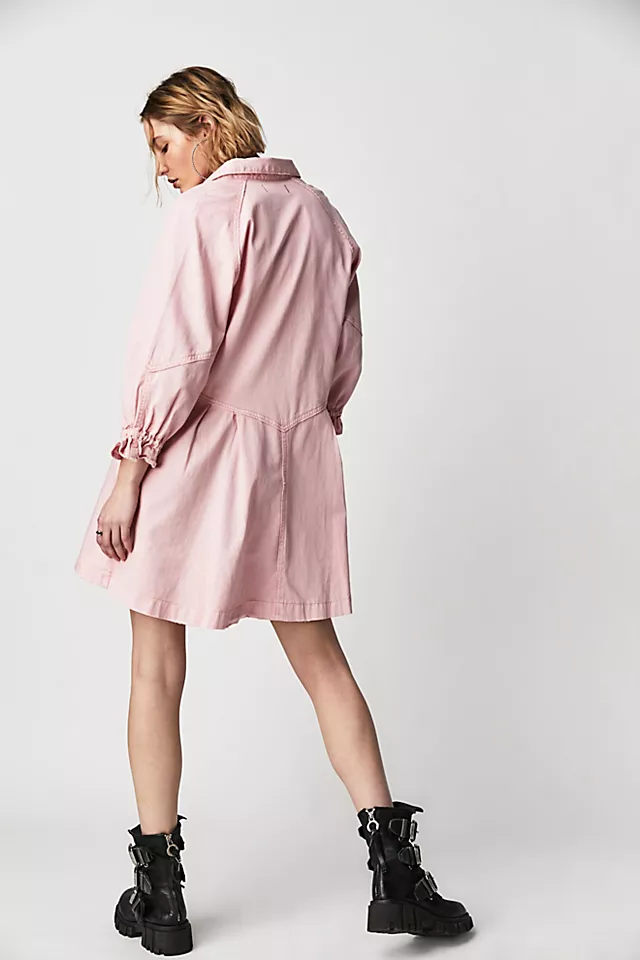 Hannah Denim Mini Dress Sugar Pink