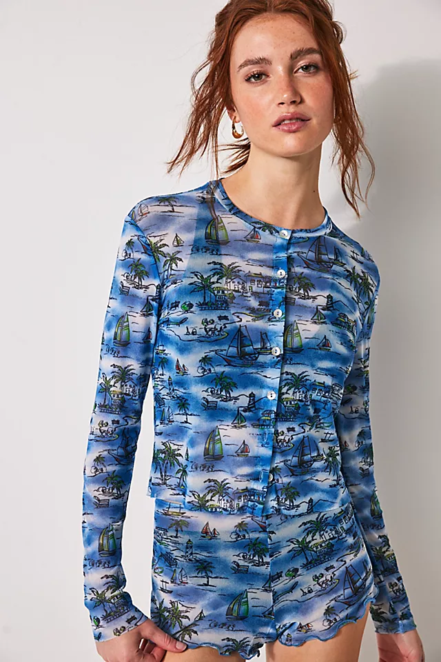 Sail Away Cropped Cardi Azure