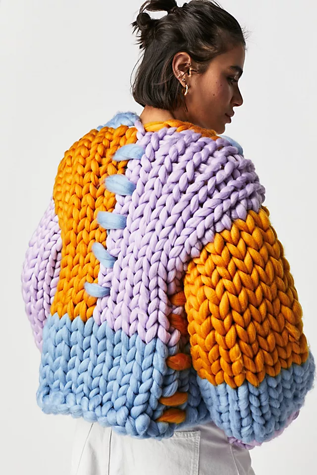 Hope Macaulay Thea Colossal Knit Jacket Purple Combo