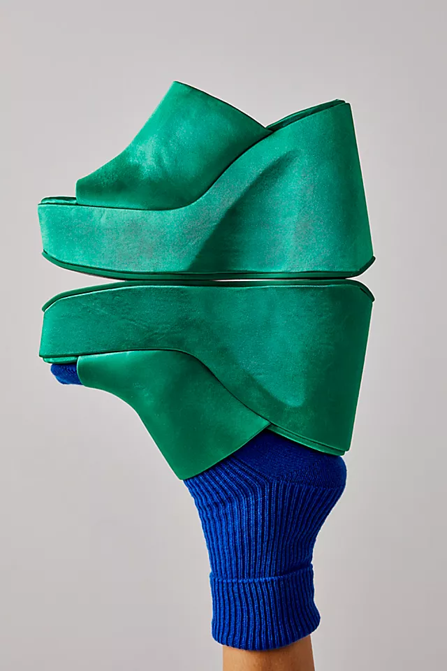 Sydney Satin Wedge Heels Green