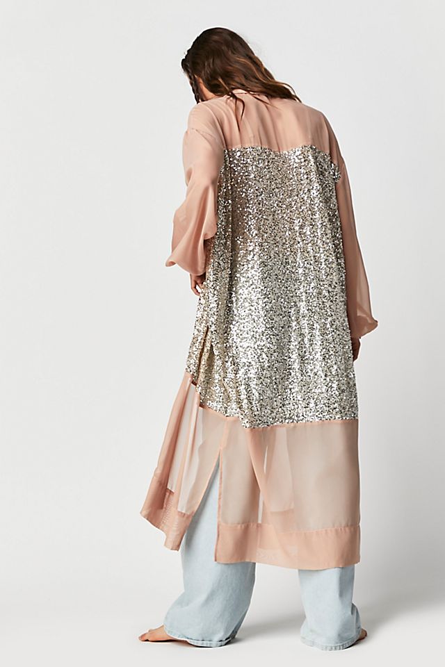 Never Fully Dressed Sequin Mix Lil Shirt Dress Pink