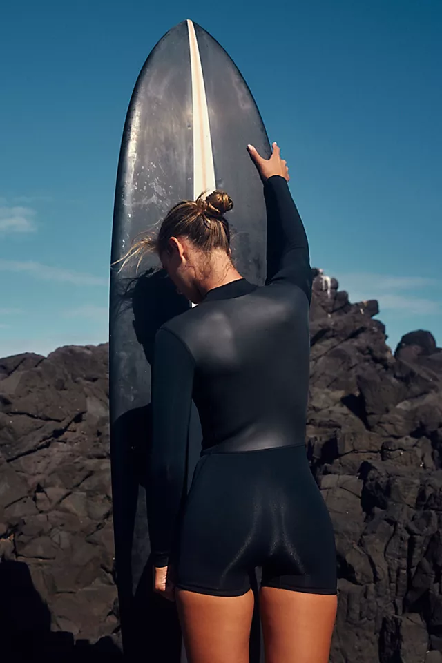 Atmosea Front Zip Boy Leg Surf Suit Black