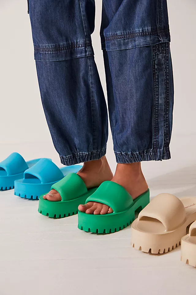 Bae Platform Slide Sandals Green