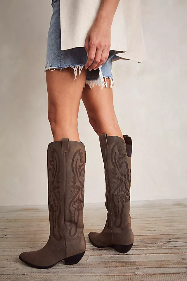 Finn Tall Western Boots Grey Washed