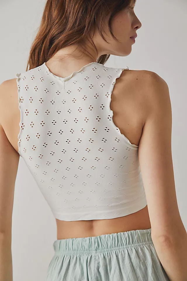 Eyelet Seamless Tank Ivory