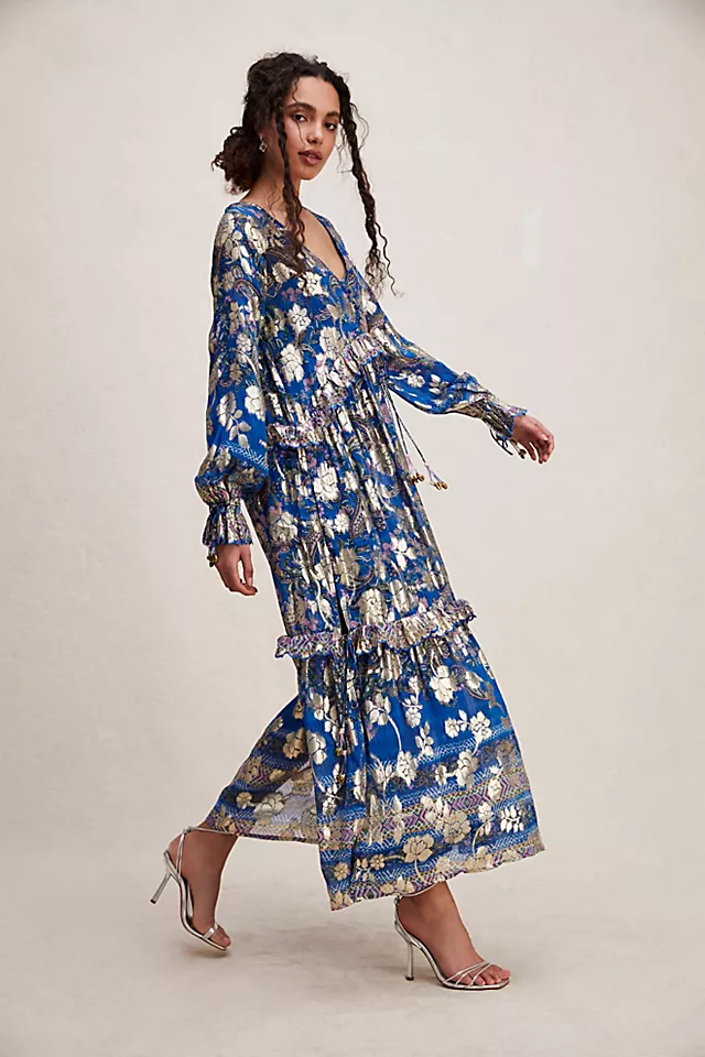 Hemant & Nandita Kaftan With Slip Cobalt Blue