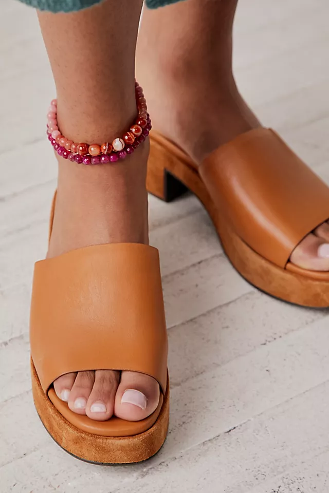 Leyla Platform Sandals Tan Leather / Suede