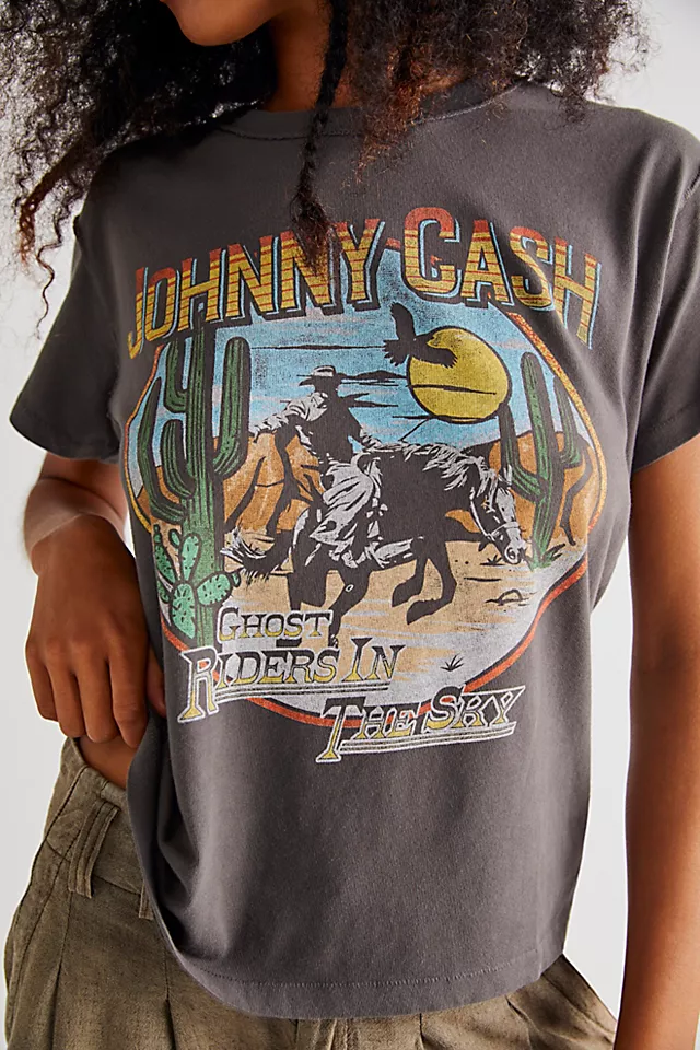 Johnny Cash Riders In The Sky Tee Washed Black