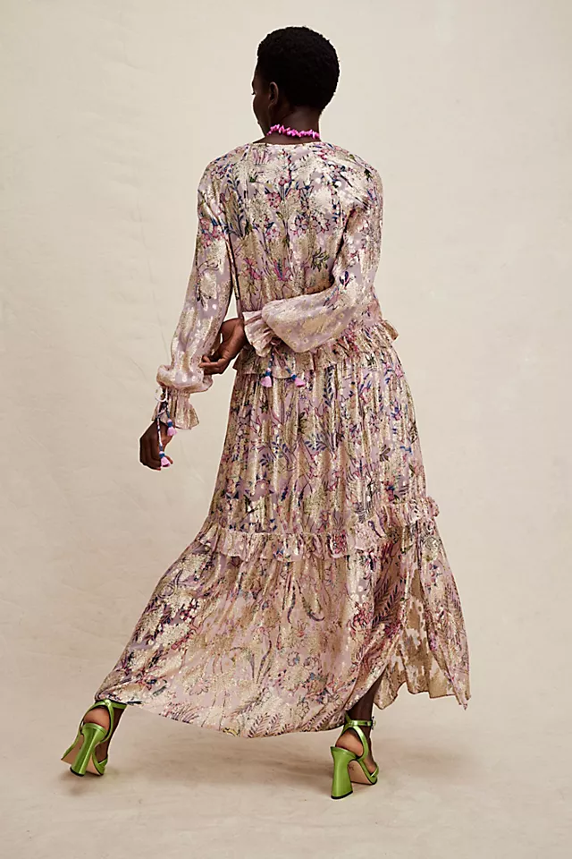 Hemant & Nandita Shimmer Georgette Dress With Slip Lilac