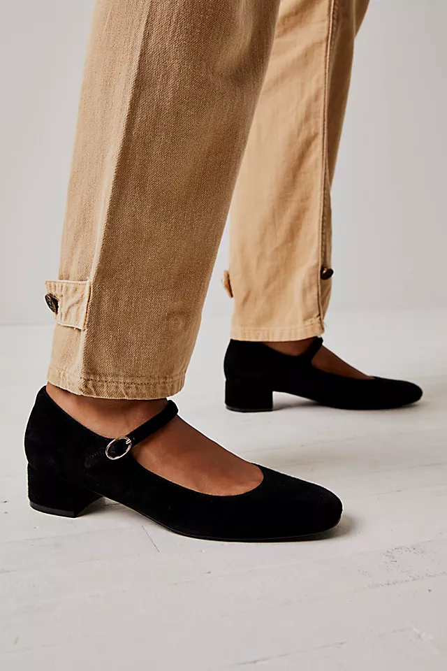 Mia Mary Jane Heels Black Suede
