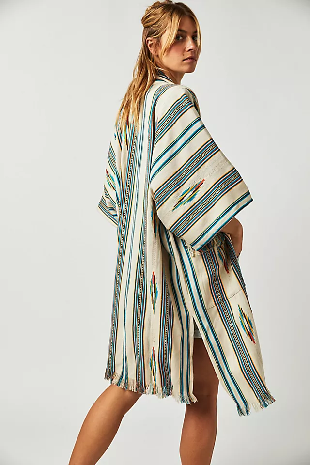 Margarita Woven Stripe Kimono Ivory Combo