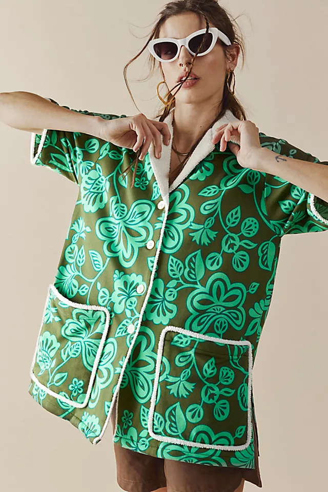 Anna Sui Tropical Havana Terry Jacket Glo Green