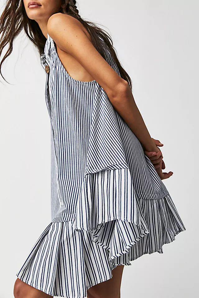 Be Real Mini Dress White And Blue Combo