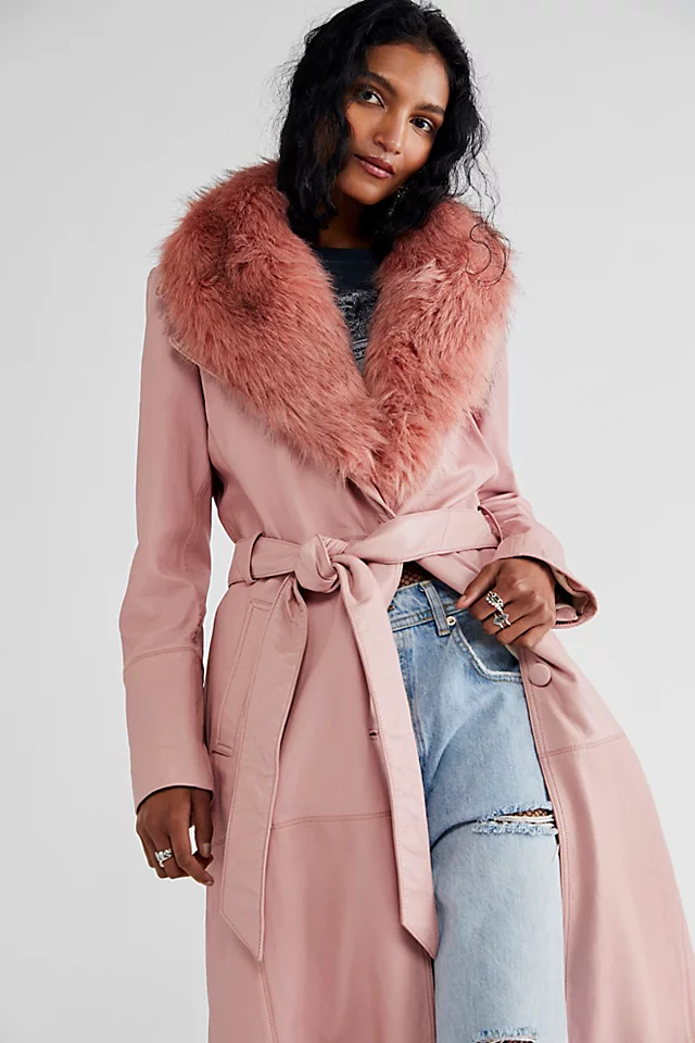 Midnight Train Leather Duster Pink